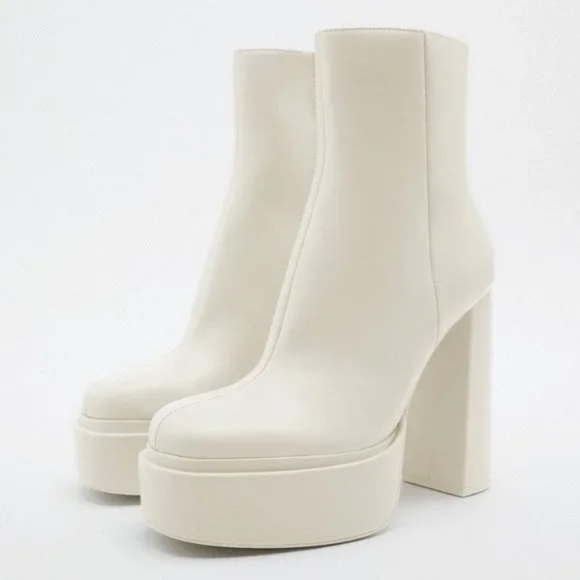 ZARA PLATFORM GOGO ANKLE BOOTS WHITE US SIZE 8.5/9 EU 40 3102/010/001 - Picture 2 of 7
